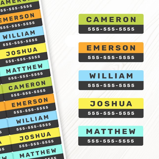 Étiquettes Deux couleurs nom et numéro de téléphone étanche é (Two colored name and phone number waterproof label)