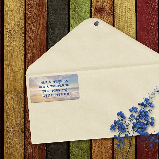 Étiquettes d'expédition de scène de plage au lever (Créateur téléchargé)