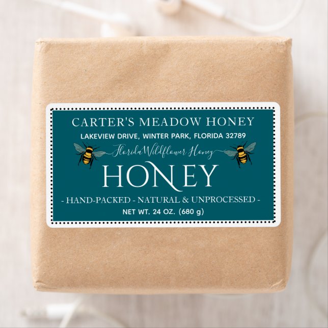 Étiquettes d'expédition sur mesure de miel moderne (En situation)