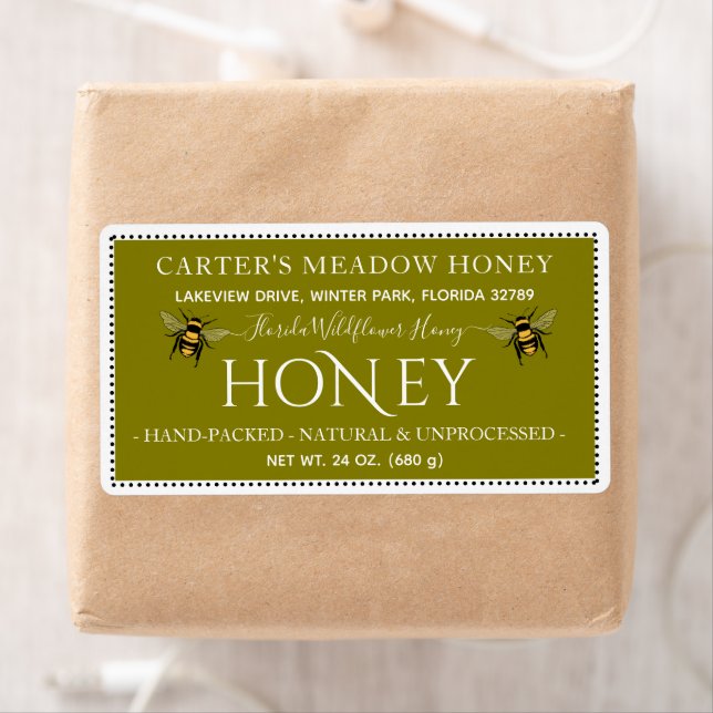 Étiquettes d'expédition sur mesure de miel moderne (En situation)