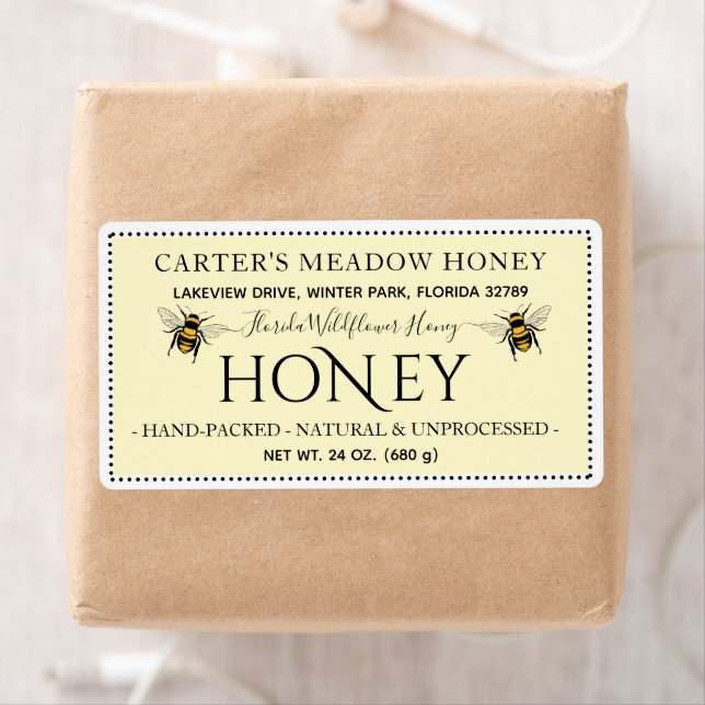 Étiquettes d'expédition sur mesure de miel moderne (En situation)
