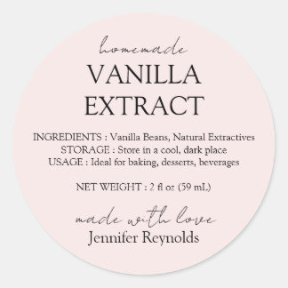 Étiquettes d'extrait de vanille rose avec instruct