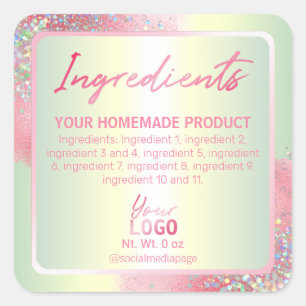 Étiquettes d'ingrédients holographiques Pastel Pin
