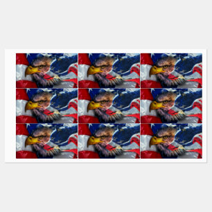 Étiquettes Drapeau américain de loup d'aigle chauve Patriotiq