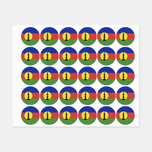 Étiquettes Drapeau de la Nouvelle-Calédonie (Feuille)
