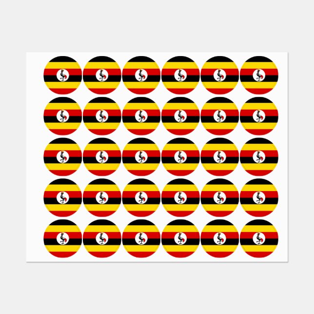 Étiquettes Drapeau de l'Ouganda (Feuille)