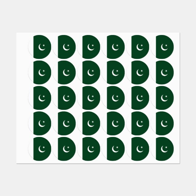 Étiquettes Drapeau du Pakistan (Feuille)