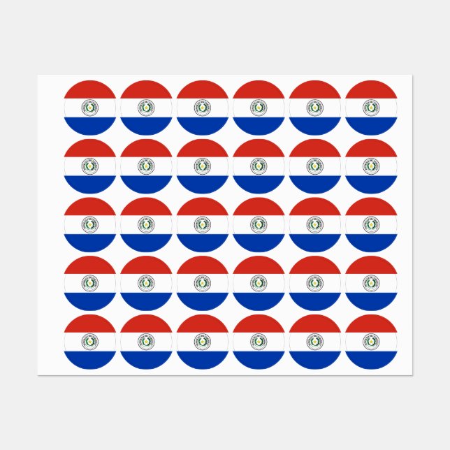 Étiquettes Drapeau du Paraguay (Feuille)