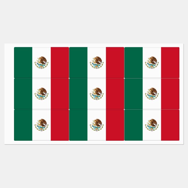 Étiquettes Drapeau mexicain - Drapeau mexicain (Feuille)