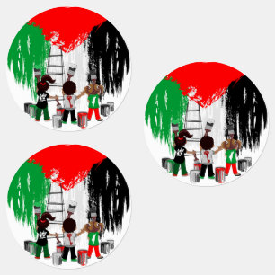 Étiquettes Drapeau palestinien peint par des enfants de Gaza