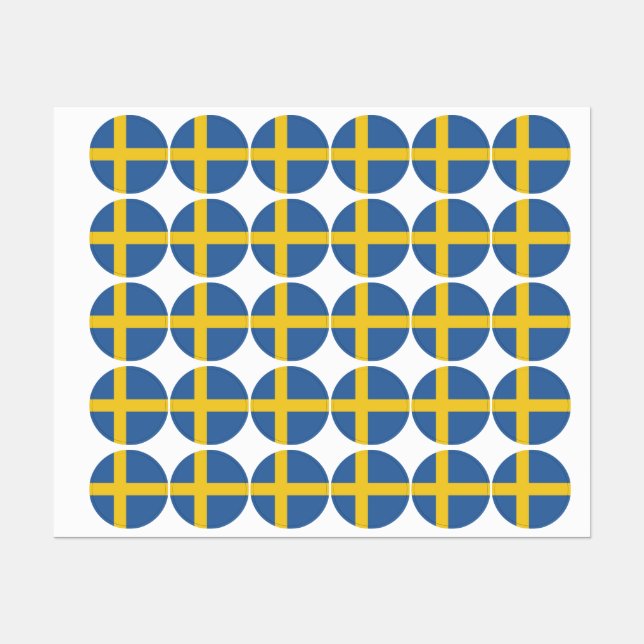 Étiquettes Drapeau suédois (Feuille)