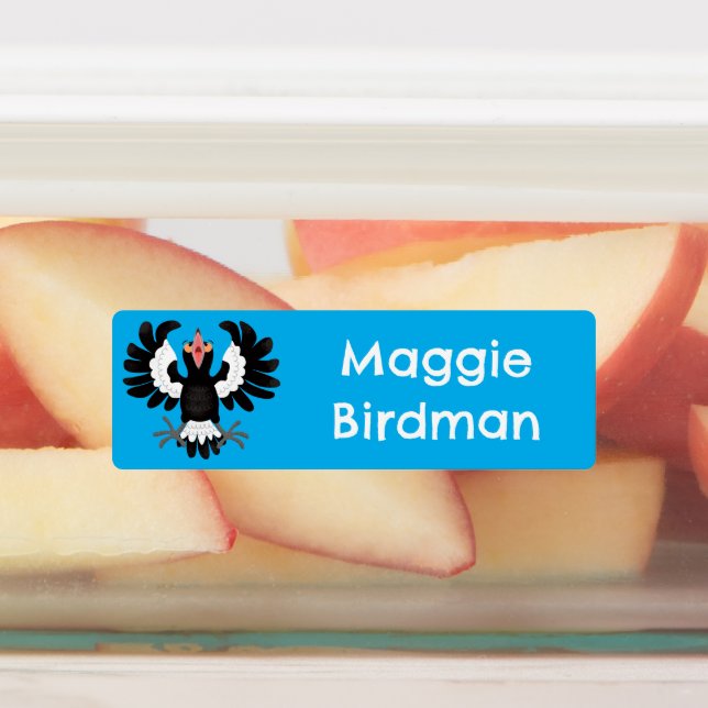 Étiquettes Drôle dessin animé de Magpie australien personnali (Apposé)
