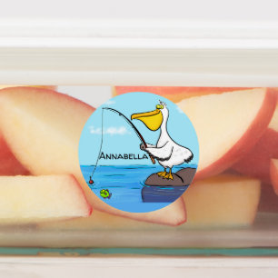 Étiquettes Drôle pélican de pêche