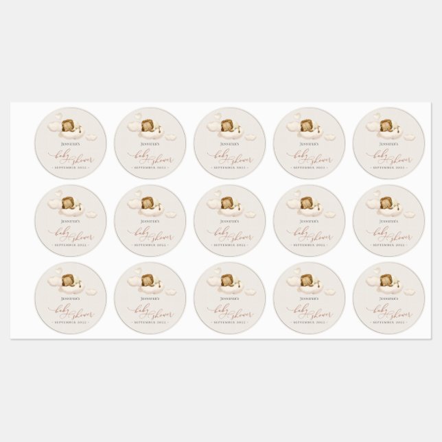 Étiquettes du Baby shower Lion (Feuille)