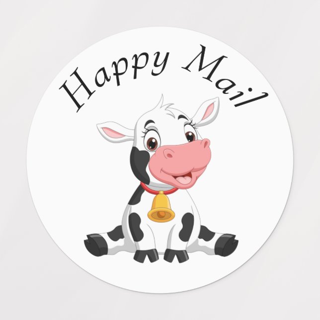 Étiquettes du courrier heureux de la vache (Design 3)