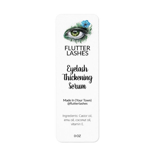 Étiquettes du sérum d'huile épaississant d'Eyelash (Devant)
