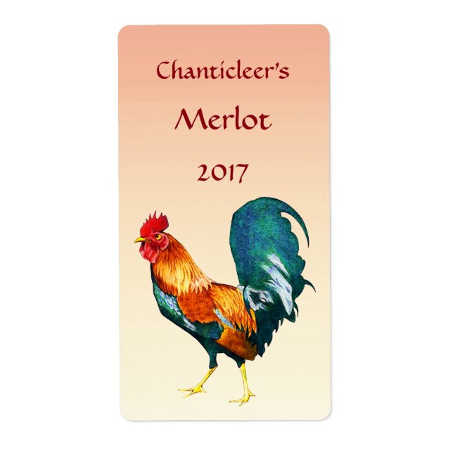 Étiquettes du vin d'oiseau de coq rouge (Devant)