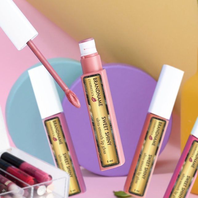 Étiquettes Élégant Black Gold Foil Parties scintillant Agate  (Créateur téléchargé)