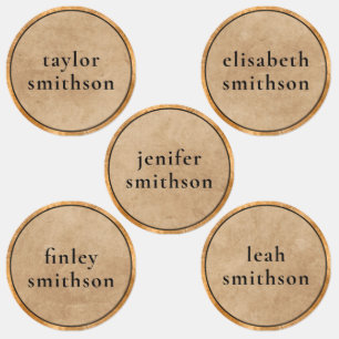 Étiquettes Elegant Classy Taupe Luxe Ajouter Votre Nom École