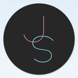 Étiquettes Élégant Éditable Deux Initiales D'Apparence Modern