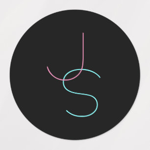 Étiquettes Élégant Éditable Deux Initiales D'Apparence Modern