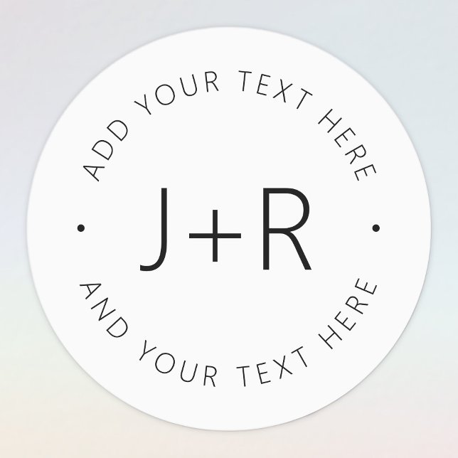 Étiquettes Élégant Monogramme et texte étanche (Créateur téléchargé)