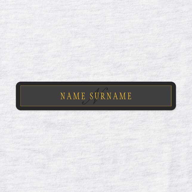 Étiquettes Elegant Script Monogram Black & Gold (Design 1)