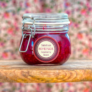 Étiquettes Élégante Sauce aux canneberges maison rustique