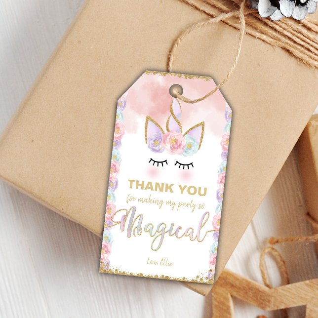 Étiquettes élégantes et modifiables pour cadeaux d (Copper Color Unicorn Gift Tags)