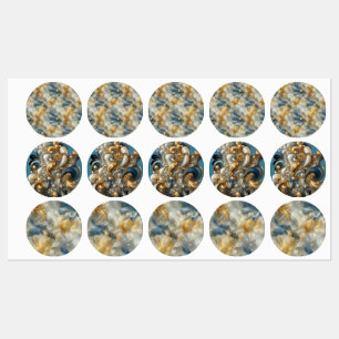 Étiquettes Élégantes perruques chic en or, argent, bleu, jaun