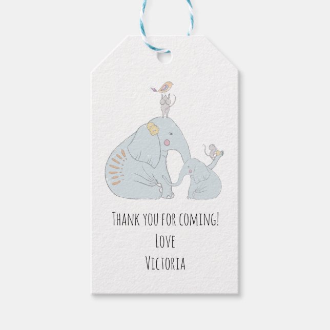 Étiquettes Elephant et bébé Faveur (Devant)