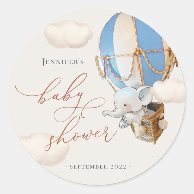 Étiquettes Elephant Favor ! Baby shower Classic Ro (Devant)