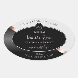Étiquettes en or gris clair noir Wavy Rose avec lo