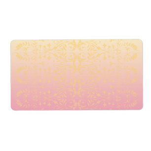 Étiquettes en pastel de damassé de pêche rose