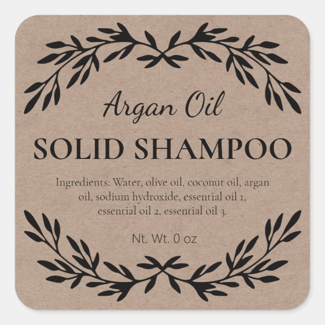 Étiquettes en shampooing solide maison écologique (Devant)