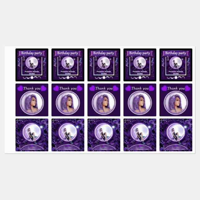 Étiquettes Enfant de lune violette (Feuille)