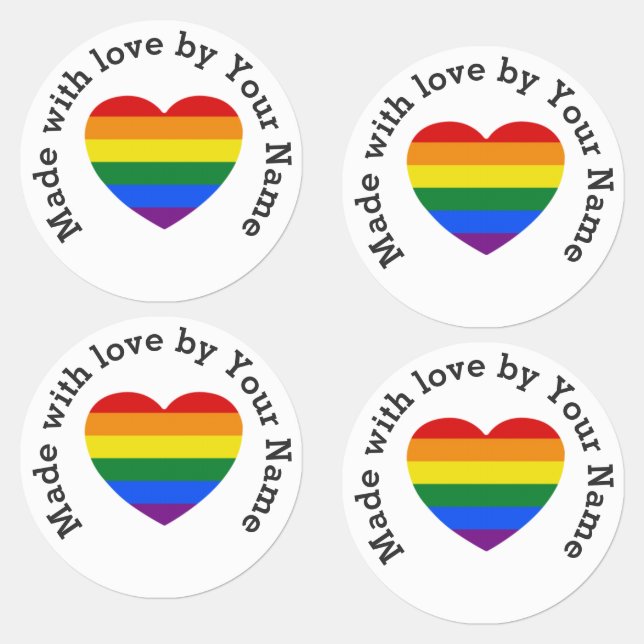 Étiquettes Fabriqué avec amour par votre Gay pride Coeur Fer- (Groupe)