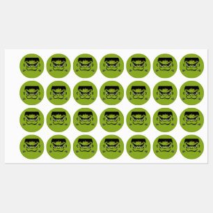 Étiquettes Face Frankenstein Halloween