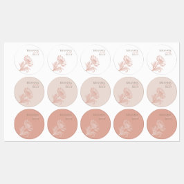 Étiquettes Faire-part de mariage végétal rose minimaliste