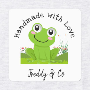 Étiquettes Fait à la main avec l'amour Cute Frog