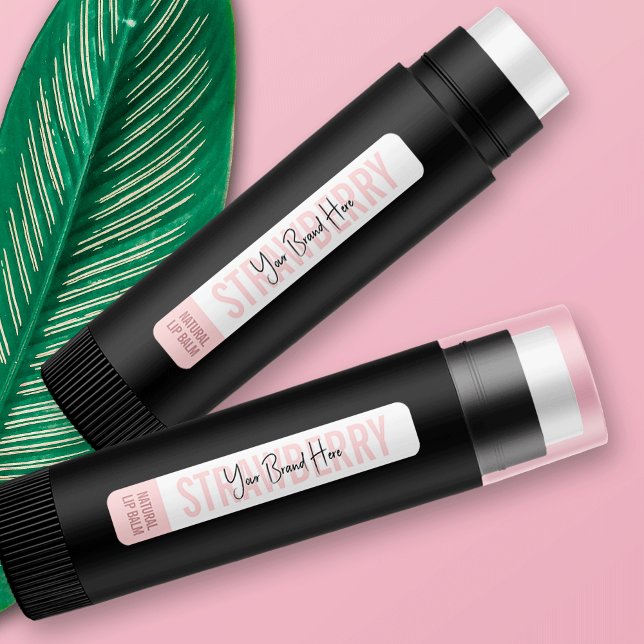 Étiquettes Feminine Moderne Blush rose Lipstick Lipstick Tube (Feminine blush pink and white skinny lip product labels, for lip balms or lip gloss tubes)