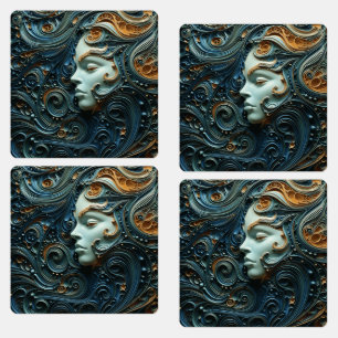 Étiquettes Femme au Clair de Lune en Art 3D