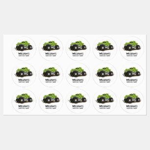 Étiquettes Fête d'anniversaire de camion monstre minimal Garç