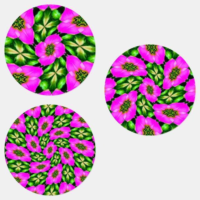 Étiquettes Flamant rose rose Fleurs Motif (Groupe)