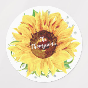 Étiquettes Fleur jaune de tournesol d'aquarelle personnalisé
