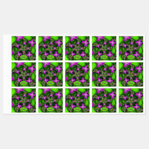 Étiquettes Fleurs fractales roses vertes abstraites modernes 