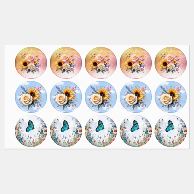 Étiquettes Fleurs qui Éclosent au Printemps et en Été (Feuille)