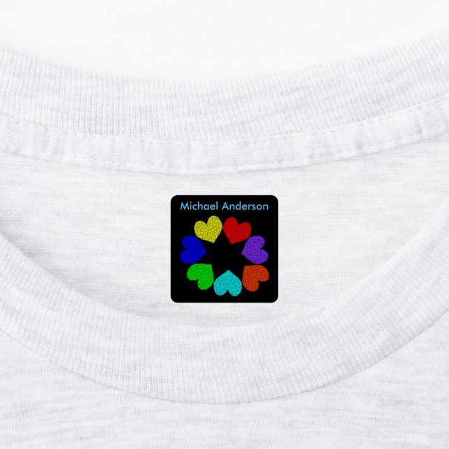 Étiquettes Floral Arc-en-ciel Love Coeurs Vêtements (Apposé)