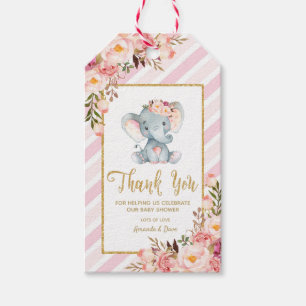Étiquettes florales roses de Merci de baby shower