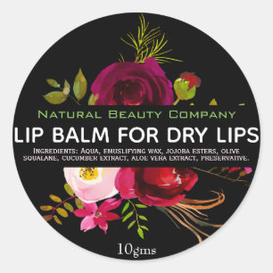 Étiquettes Floraux Noirs Pour Pots Balms Lip